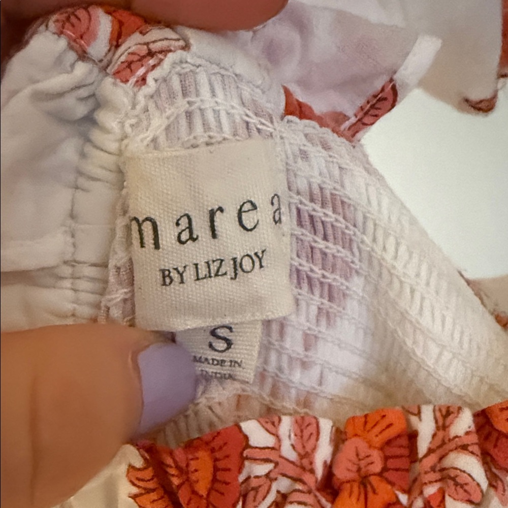 Smocked Square-Neck White Maxi Dress with Blue Floral Print - Picture 7 of 10